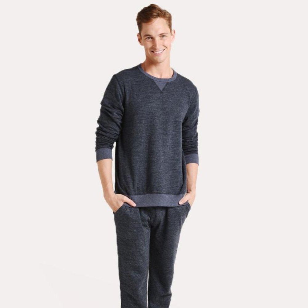 Faherty Dual Knit Crew Sweatshirt Minimalist Preppy Lounge - Picture 2 of 7